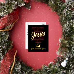 Postal Festiva Con Relieve Metalizado PARA NOSOTROS JESÚS Navidad