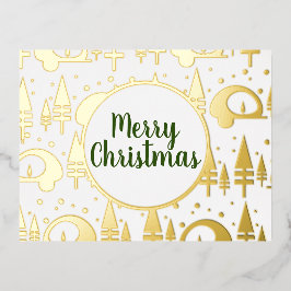 Postal Festiva Con Relieve Metalizado Patrón de campista de Feliz Navidad con relieve do
