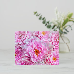 Postal Festiva Con Relieve Metalizado Peonías Rosadas Día de la Madre