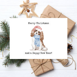 Postal Festiva Con Relieve Metalizado Perro divertido de Navidad