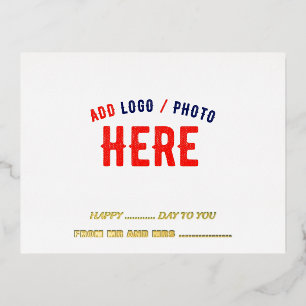 POSTAL FESTIVA CON RELIEVE METALIZADO PERSONALIZABLE MODERNO ESTILO BLANCO VERIFICADO MA