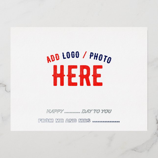 POSTAL FESTIVA CON RELIEVE METALIZADO PERSONALIZABLE MODERNO ESTILO BLANCO VERIFICADO MA (Anverso)