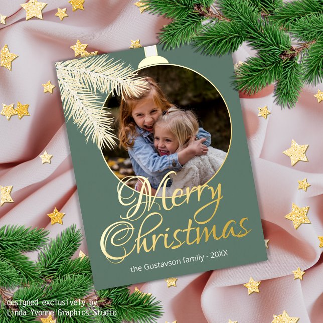 Postal Festiva Con Relieve Metalizado Personalizado Clásico Agujas de pino blanco Oro (Subido por el creador)