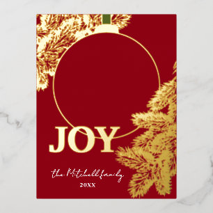 Postal Festiva Con Relieve Metalizado Personalizado Classic Pine Tree Needles Gold