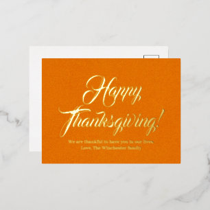 Postal Festiva Con Relieve Metalizado Personalizado de guión elegante de la calabaza del