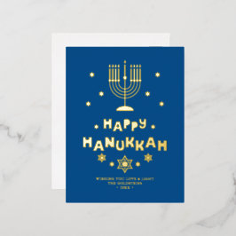 Postal Festiva Con Relieve Metalizado Personalizado de "Happy Hanukkah"