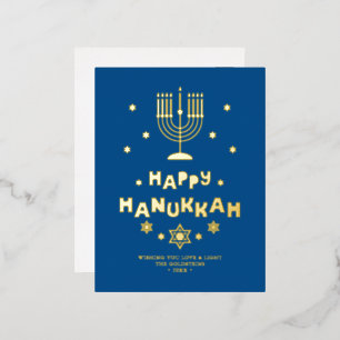 Postal Festiva Con Relieve Metalizado Personalizado de "Happy Hanukkah"