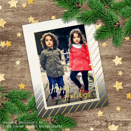 Postal Festiva Con Relieve Metalizado Personalizado Elegante Temporadas Saludos Diseño