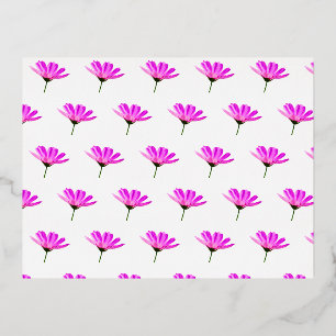 Postal Festiva Con Relieve Metalizado Pink Daisy