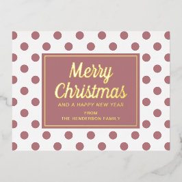 Postal Festiva Con Relieve Metalizado Polka rosa mojado guión dorado hace Feliz Navidad