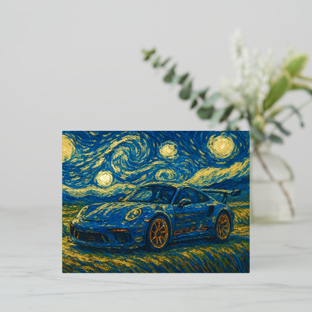 Postal Festiva Con Relieve Metalizado Porsche 911 GT3 RS (Anverso de pie)