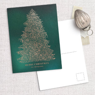 Postal Festiva Con Relieve Metalizado Postal de árbol de navidad ilustrada de Relieve me