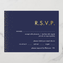 Postal Festiva Con Relieve Metalizado Postal RSVP de la boda de Relieve metalizado con m