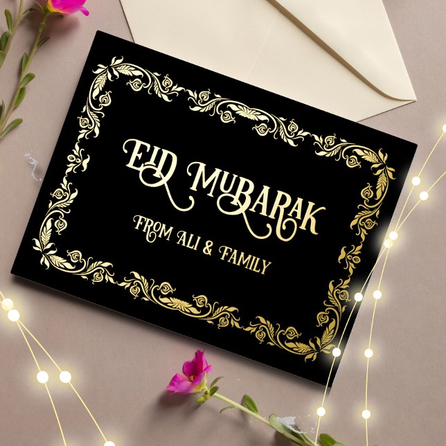 Postal Festiva Con Relieve Metalizado Postcard de lujo Eid Mubarak (Subido por el creador)