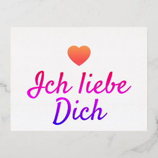 Postal Festiva Con Relieve Metalizado Postcard Ich liebe Dich, besondere Liebespostkarte