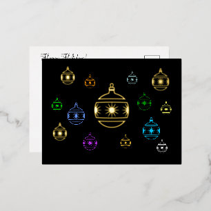 Postal Festiva Con Relieve Metalizado Postcard - Ornamentos de vacaciones esparkeling