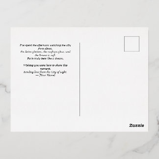 Postal Festiva Con Relieve Metalizado Postcarta de la Torre Eiffel de París con Relieve 