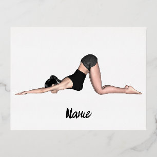 Postal Festiva Con Relieve Metalizado Posturas de Yoga Thunder_Cove