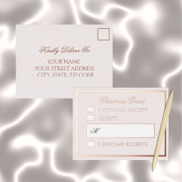 Postal Festiva Con Relieve Metalizado Professional Blush Foil Holiday Response Card
