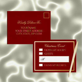 Postal Festiva Con Relieve Metalizado Professional Burgundy Foil Holiday Response Card