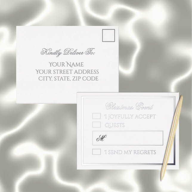 Postal Festiva Con Relieve Metalizado Professional Silver Foil Holiday Response Card (Subido por el creador)