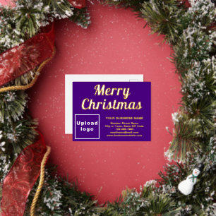 Postal Festiva Con Relieve Metalizado Purple Business Brand sobre los Navidades