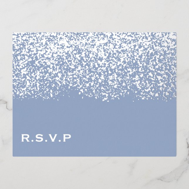 Postal Festiva Con Relieve Metalizado Purpurina Wedding RSVP (Anverso)