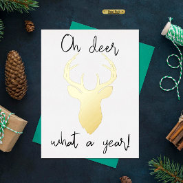 Postal Festiva Con Relieve Metalizado ¡Qué Año! Navidades divertidos Real