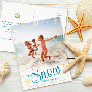 Postal Festiva Con Relieve Metalizado Que Nieva En Algún Otro Lugar Foto De Playa Real G