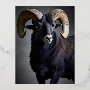 Postal Festiva Con Relieve Metalizado Ram Wildlife Majestic Nature Life Poster de fondo