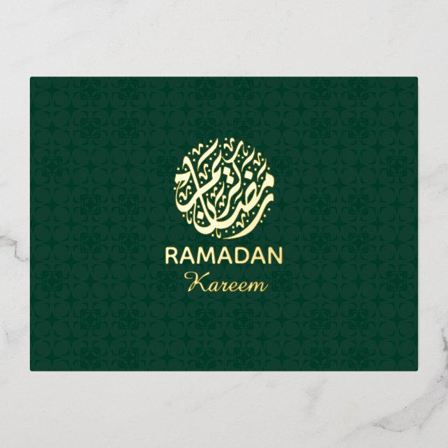 Postal Festiva Con Relieve Metalizado Ramadan Kareem Gold Foil Islamic  (Anverso)