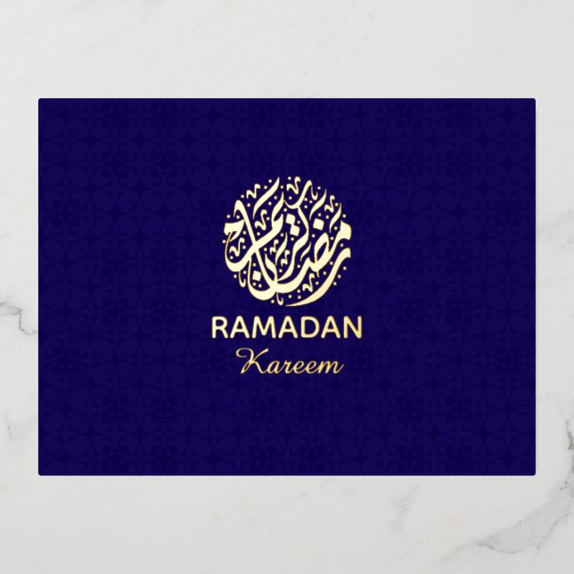 Postal Festiva Con Relieve Metalizado Ramadan Kareem Gold Foil Islamic  (Anverso)
