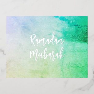 Postal Festiva Con Relieve Metalizado Ramadan Mubarak Ramadan Kareem Ocean Silver