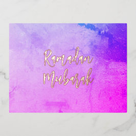 Postal Festiva Con Relieve Metalizado Ramadan Mubarak Ramadan Kareem Rosa de oro
