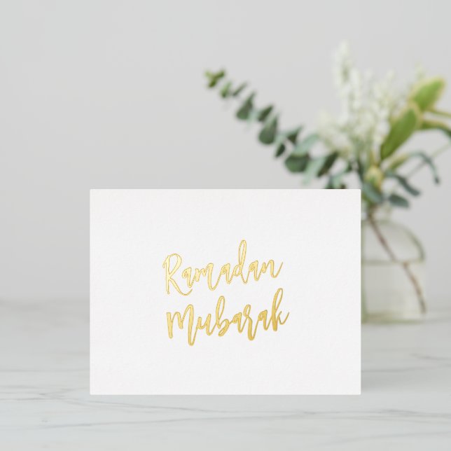 Postal Festiva Con Relieve Metalizado Ramadan Mubarak Saludo Islámico Musulmán (Anverso de pie)