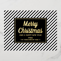 Rayas Clásicas Negras y Blancas Feliz Navidad
