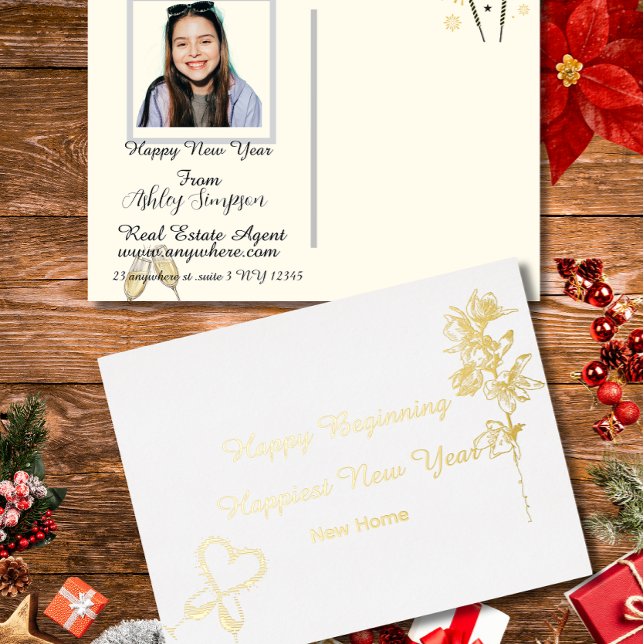 Postal Festiva Con Relieve Metalizado Real Estate New Years Postcards| Holiday  (Subido por el creador)
