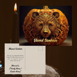 Postal Festiva Con Relieve Metalizado Real Foil Samhain Postcard | Pagan Autumn Equinox