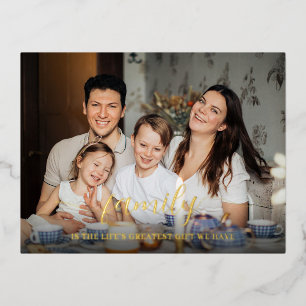 Postal Festiva Con Relieve Metalizado Regalo dedicado con foto familiar personalizada