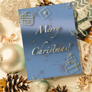 Postal Festiva Con Relieve Metalizado Regalos de Navidad y adornos en hilo dorado