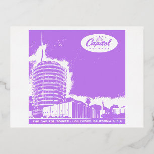 POSTAL FESTIVA CON RELIEVE METALIZADO REGISTROS DE CAPITOL