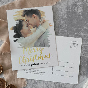 Postal Festiva Con Relieve Metalizado Relieve metalizado cepillado Feliz Navidad Guardar