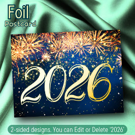 Postal Festiva Con Relieve Metalizado Relieve metalizado de oro de fuegos artificiales d