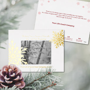 Postal Festiva Con Relieve Metalizado Relieve metalizado dorado Accents Snowflakes Photo