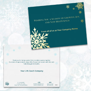 Postal Festiva Con Relieve Metalizado Relieve metalizado dorado Accents Snowflakes Tarje
