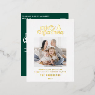 Postal Festiva Con Relieve Metalizado Relieve metalizado fotográfico de tipografía de Na