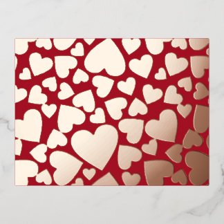 Postal Festiva Con Relieve Metalizado Relieve metalizado Hearts Valentine