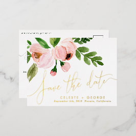 Postal Festiva Con Relieve Metalizado Relieve metalizado real color rosa floral elegante