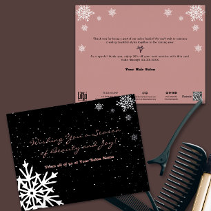 Postal Festiva Con Relieve Metalizado Relieve metalizado Snowflakes Accents Winter Sky H
