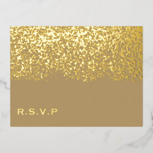 Postal Festiva Con Relieve Metalizado Respuesta de Boda Café Marrón y Hoja de Oro